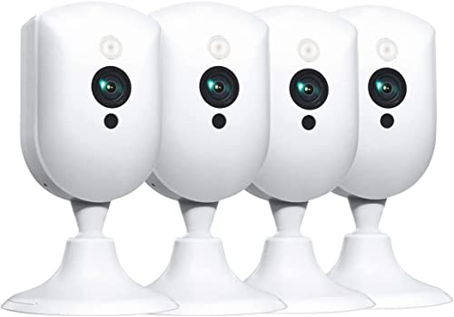 Home Security Cameras 4pcs with 1080P Night Vision Sound/Motion Detect, Indoor Cameras with Phone app, Surveillance IP Cameras Work with Alexa, 2 Way Talk Live Video for Baby Monitor/Pet/Kids