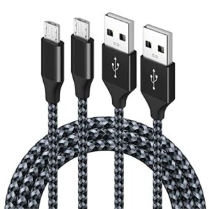 hankn [2 pack] micro usb cable 3.3ft, nylon braided usb micro android data charging sync charger cord wire cables for samsung nexus kindle htc lg sony ps4 and more micro-usb devices (black 1m)