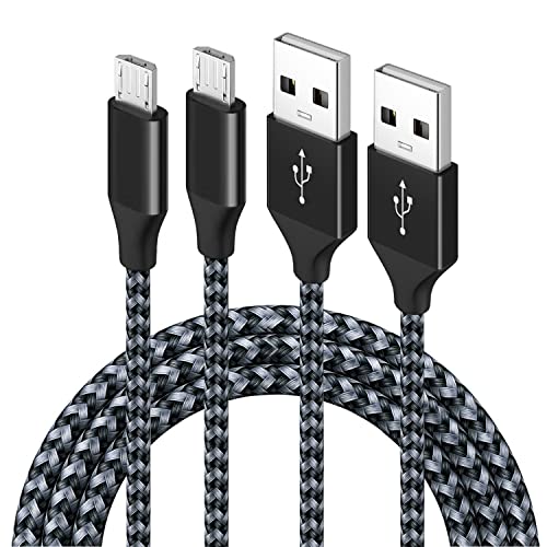 HANKN [2 Pack] Micro USB Cable 3.3ft, Nylon Braided USB Micro Android Data Charging Sync Charger Cord Wire Cables for Samsung Nexus Kindle HTC LG Sony PS4 and More Micro-USB Devices (Black 1M)