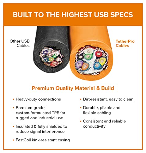 Tether Tools TetherPro USB-C to USB-C Cable | for Power Delivery, Fast Transfer and Connection Between Camera and Computer | High Visibility Orange | 3 Feet (.9 m)