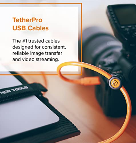 Tether Tools TetherPro USB-C to USB-C Cable | for Power Delivery, Fast Transfer and Connection Between Camera and Computer | High Visibility Orange | 3 Feet (.9 m)