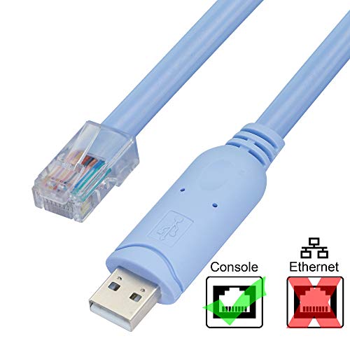 USB to RJ45 Console Cable,5FT(1.5M) USB A Male to RJ45 Male FTDI Cisco Console Cable for Routers, Switches,Serves and More.