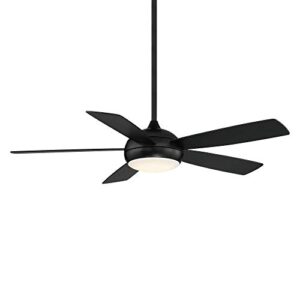 wac smart fans odyssey indoor and outdoor 5-blade ceiling fan 54in matte black with 3000k led light kit and remote control works with alexa and ios or android app