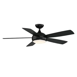 WAC Smart Fans Odyssey Indoor and Outdoor 5-Blade Ceiling Fan 54in Matte Black with 3000K LED Light Kit and Remote Control works with Alexa and iOS or Android App