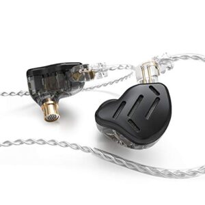kz zax in-ear monitors, 16-units hybrid in ear earphones, hifi stereo noise isolating sport iem wired earbuds/headphones with detachable cable for musician audiophile (without mic, black)