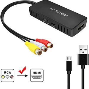 SWR RCA to HDMI Converter, Composite to HDMI Adapter Support 1080P PAL/NTSC Compatible with STB, VHS, VCR,Xbox, PS one, PS2, PS3,Blue-Ray DVD Players