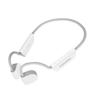 homokasa bone conduction headphones open ear headphones wireless bluetooth 5.3 built-in 16g memory mp3 built-in mic with headband sweat resistant ipx8 for workouts and running white (m)