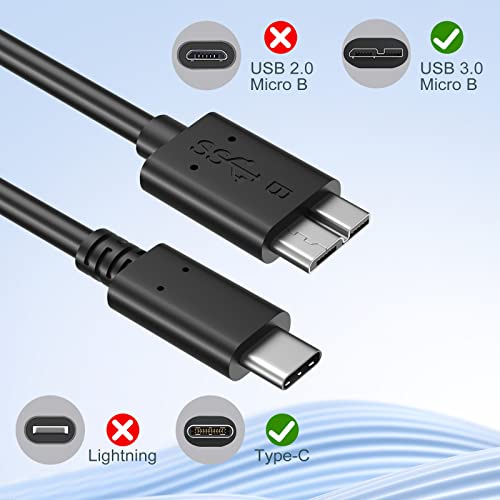 Besgoods Short Micro B to USB C Cable, 8 inch External Hard Drive Cord USB 3.1 Gen1 Fast Data Transfer 5Gbps Camera Replacement Cable Compatible for Seagate, Toshiba, WD, LaCie Portable HDD -2Pack