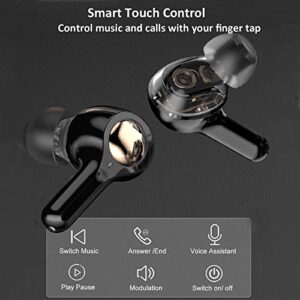 AXX Bluetooth Headphones True Wireless Earbuds Touch Control Waterproof in-Ear Earbuds with Mic for TV Smart Phone Computer Laptop Sports (White)