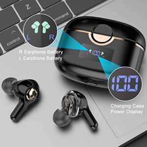 AXX Bluetooth Headphones True Wireless Earbuds Touch Control Waterproof in-Ear Earbuds with Mic for TV Smart Phone Computer Laptop Sports (White)