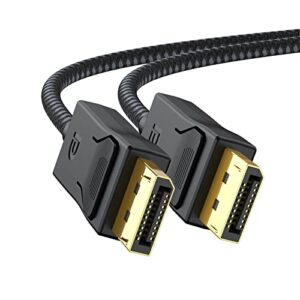 dteedck displayport cable 6ft, dp displayport cable 1.2 [4k@60hz, 2k@165hz, 2k@144hz] braided cord for monitor compatible with lenovo dell hp asus
