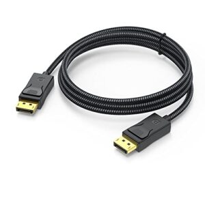 DteeDck DisplayPort Cable 6ft, DP DisplayPort Cable 1.2 [4K@60Hz, 2K@165Hz, 2K@144Hz] Braided Cord for Monitor Compatible with Lenovo Dell HP ASUS