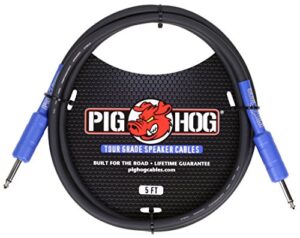 pig hog phsc5 high performance 14 gauge 9.2mm 1/4″ speaker cable, 5 feet , black