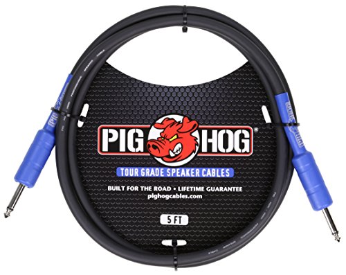 Pig Hog PHSC5 High Performance 14 Gauge 9.2mm 1/4" Speaker Cable, 5 Feet , Black