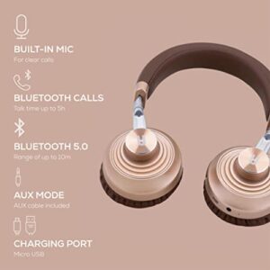 UNOSOUNDS Sport Headset Wireless Bluetooth 5.0 Headphones, AUX Jack 3.5mm, Hands-Free Calls, TF Card, On –Ear Model,Radio Feature (Metallic Black)