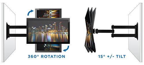 Mount-It! TV Wall Mount Monitor Bracket with Full Motion Articulating Tilt Arm, 15" Extension Arm Fits 17 19 20 22 23 24 26 27 28 29 30 32 35 37 39 42 47 LCD LED Displays up to VESA 200x200