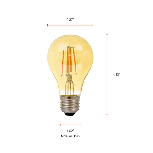 LEDVANCE Sylvania Vintage Filament LED Light Bulb, 60W = 6.5W, Dimmable, 13 Year, Amber Finish, 650 Lumens, 2175K, Amber Glow - 4 Pack (40063)