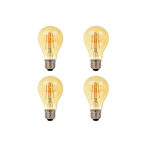 LEDVANCE Sylvania Vintage Filament LED Light Bulb, 60W = 6.5W, Dimmable, 13 Year, Amber Finish, 650 Lumens, 2175K, Amber Glow - 4 Pack (40063)