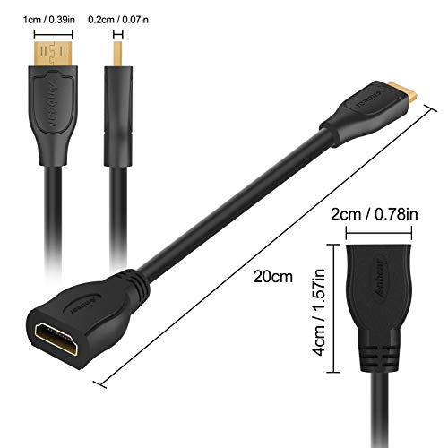 Anbear Mini HDMI to HDMI Adapter, Mini HDMI to HDMI Cable 4K×2K for DSLR Camera,Laptop, Camcorder, Tablet and Graphics Video Card