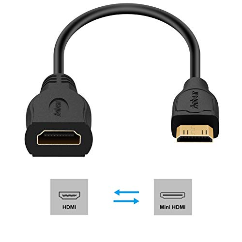 Anbear Mini HDMI to HDMI Adapter, Mini HDMI to HDMI Cable 4K×2K for DSLR Camera,Laptop, Camcorder, Tablet and Graphics Video Card