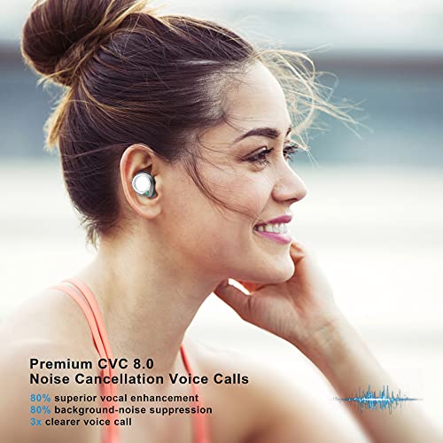 IDE11 Wireless Earbud Bluetooth Headphones, Bluetooth 5.1 Ear Buds True Wireless HI-FI Stereo, Earphones 48H Playtime with Mic and Charging Case Touch Control for Sport Work Sliver