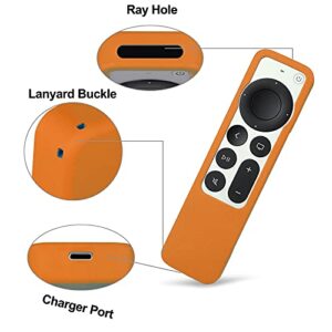 Remote Case for Apple TV 4K Siri Remote 2021 2022 - Auswaur Silicone Protective Remote Cover Case Compatible with Apple TV 4K / HD Siri Remote 2021 2022 Controller (2nd Gen/3rd Gen) - Orange