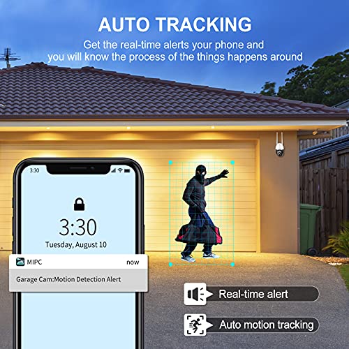 Morecam Security Cameras Outdoor, 360° View PTZ 2.4G WiFi Cameras for Home Security with Mobile App, Surveillance Camera Outside with Night Vision IP66 Compatible with Alexa Motion Detector(2 Pack)