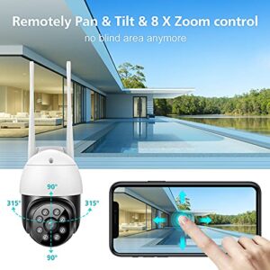 Morecam Security Cameras Outdoor, 360° View PTZ 2.4G WiFi Cameras for Home Security with Mobile App, Surveillance Camera Outside with Night Vision IP66 Compatible with Alexa Motion Detector(2 Pack)