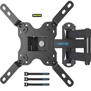 bontec full motion articulating arm tv wall mount for 13-43 inch led lcd oled tvs, tilt, swivel & 360°extension rotation tv monitor wall mount up to 44lbs, max vesa 200x200mm, bubble level, cable ties