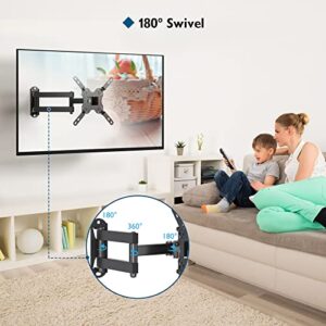 BONTEC Full Motion Articulating Arm TV Wall Mount for 13-43 Inch LED LCD OLED TVs, Tilt, Swivel & 360°Extension Rotation TV Monitor Wall Mount up to 44lbs, Max VESA 200x200mm, Bubble Level, Cable Ties