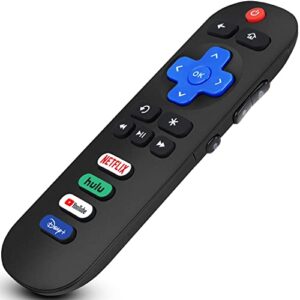 gvirtue remote control replacement for all roku tv, compatible for tcl, hisense, sharp, insignia, onn, element, westinghouse, philips roku series smart tvs, with netflix, hulu, youtube, disney+