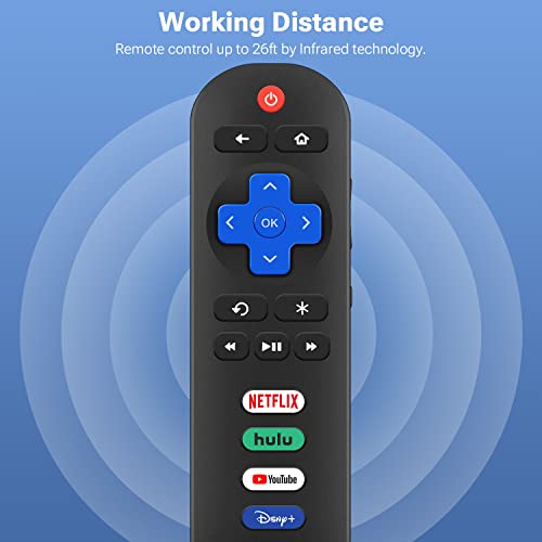 Gvirtue Remote Control Replacement for All Roku TV, Compatible for TCL, Hisense, Sharp, Insignia, ONN, Element, Westinghouse, Philips Roku Series Smart TVs, with Netflix, Hulu, YouTube, Disney+