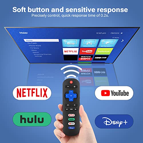 Gvirtue Remote Control Replacement for All Roku TV, Compatible for TCL, Hisense, Sharp, Insignia, ONN, Element, Westinghouse, Philips Roku Series Smart TVs, with Netflix, Hulu, YouTube, Disney+