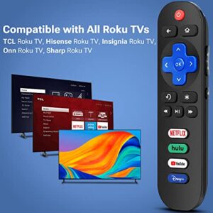 Gvirtue Remote Control Replacement for All Roku TV, Compatible for TCL, Hisense, Sharp, Insignia, ONN, Element, Westinghouse, Philips Roku Series Smart TVs, with Netflix, Hulu, YouTube, Disney+