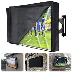 outdoor tv cover 52-55 inch with clear scratch resistant front flap + bottom cover, homeya 600d weatherproof & waterproof tv screen protector, fits most tv mounts stands with remote controller pocket
