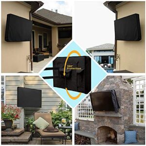 Outdoor TV Cover 52-55 Inch with Clear Scratch Resistant Front Flap + Bottom Cover, HOMEYA 600D Weatherproof & Waterproof TV Screen Protector, Fits Most TV Mounts Stands with Remote Controller Pocket