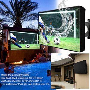 Outdoor TV Cover 52-55 Inch with Clear Scratch Resistant Front Flap + Bottom Cover, HOMEYA 600D Weatherproof & Waterproof TV Screen Protector, Fits Most TV Mounts Stands with Remote Controller Pocket