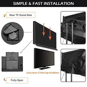 Outdoor TV Cover 52-55 Inch with Clear Scratch Resistant Front Flap + Bottom Cover, HOMEYA 600D Weatherproof & Waterproof TV Screen Protector, Fits Most TV Mounts Stands with Remote Controller Pocket