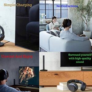Sony Wireless Headphone & Cable Bundle – Wireless Home Theater Over-Ear Headphones Feature 150-Foot Range, Volume Control, Voice Mode, 20-Hr Battery Life – 6-ft 3.5mm Stereo + NeeGo RCA Plug Y-Adapt