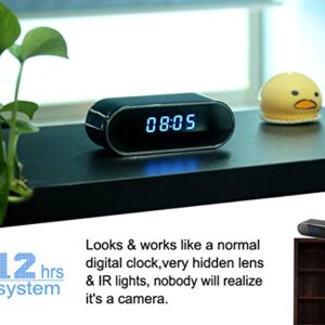 Hidden Camera Clock,HD 1080P WiFi Alarm Clock Camera with Night Vision/Motion Detection/Loop Recording Wireless Security Camera,Monitor Video Recorder Nanny Cam No Audio