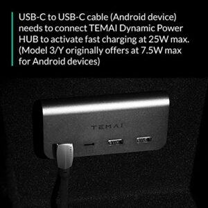 TEMAI Tesla Model 3/Y Wall Connector Style PD QC3.0 Charging Cable (USB-C to USB-C) - Light on When Connects to a Device