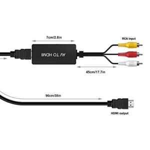 DIGITNOW RCA to HDMI Converter, AV to HDMI Composite Video Audio Converter Adapter, Supports PAL/NTSC for PS2, PS3, STB, VHS, VCR, Blue-Ray DVD