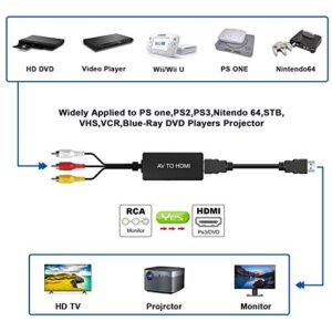 DIGITNOW RCA to HDMI Converter, AV to HDMI Composite Video Audio Converter Adapter, Supports PAL/NTSC for PS2, PS3, STB, VHS, VCR, Blue-Ray DVD