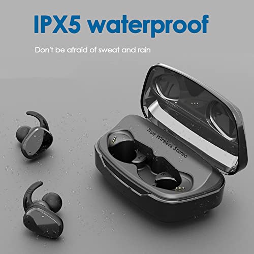 TWS Wireless Earbuds Sport with Earhooks Bluetooth Earbuds with Microphone Waterproof Wireless Ear Buds with Ear Hook for Casual Fitness Running Workout Headphones Gym Ear phones for Android iPhone