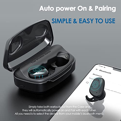 TWS Wireless Earbuds Sport with Earhooks Bluetooth Earbuds with Microphone Waterproof Wireless Ear Buds with Ear Hook for Casual Fitness Running Workout Headphones Gym Ear phones for Android iPhone