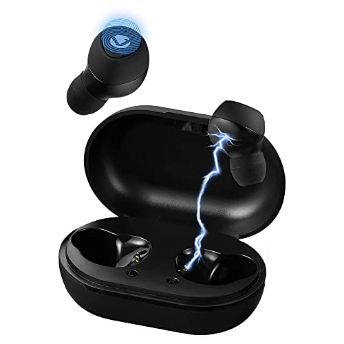 Volkano Type-C True Wireless Earbuds 25 Hours Playtime Bluetooth 5.0 Compact in-Ear Ear Bud Built-in Mic Charging Case, Ideal for Small Ears, Work with iPhone Android - True Element Series [Black]