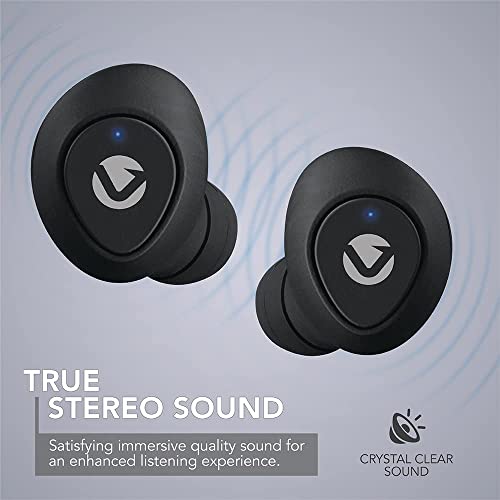 Volkano Type-C True Wireless Earbuds 25 Hours Playtime Bluetooth 5.0 Compact in-Ear Ear Bud Built-in Mic Charging Case, Ideal for Small Ears, Work with iPhone Android - True Element Series [Black]