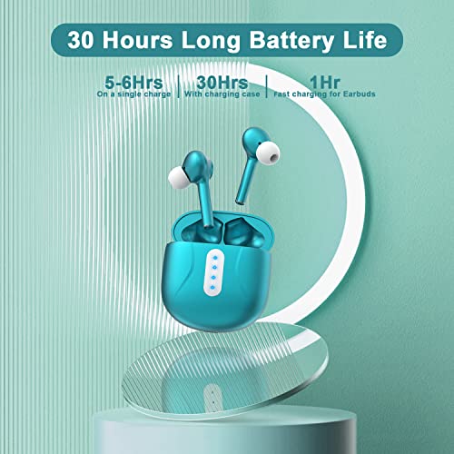YHT [ Upgraded ] True Wireless Earbuds, Bluetooth 5.3 Wireless Earbuds with Call Noise Cancellation, 4 Mic HiFi Stereo Sound Bluetooth Headphones, 30H Playtime Earphones for Home Office, Dark Green