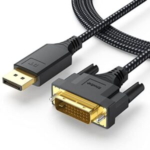 dteedck displayport to dvi cable 6ft, dp display port to dvi d cable adapter male to male cord for monitor desktop laptop projector hdtv compatible with lenovo hp asus dell. all dp port devices
