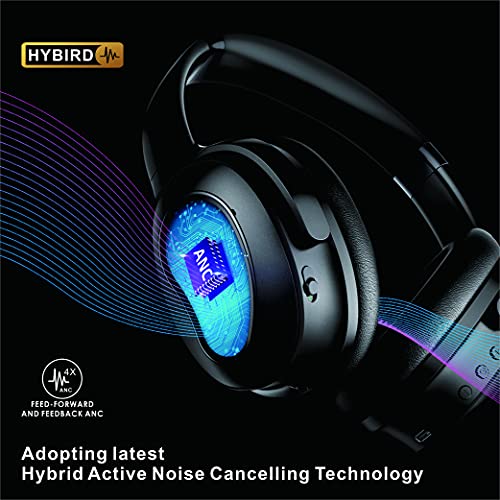 ABVANC Hybrid Active Noise Cancelling Headphones Wireless Over Ear Bluetooth Headphones, Hi-Res Audio, Deep Bass, Comfortable Fit, for Travel Home Office